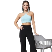 KOTTY Women Regular Length Jet Black Solid Trousers